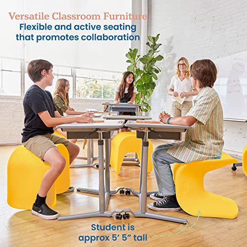 Image of ECR4Kids Wave Seat Perch Stool, 18in - 19.6in Seat Height, Flexible Seating, Yellow