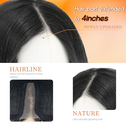 NOSTALGIA Black Wig for Women, Long Wavy Lace Hairline Synthetic Wig - image 4