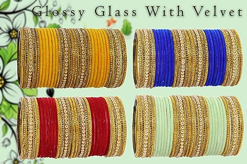 Image of NMII Glass with Plain and Glossy Finished Bangle Set For Women and Girls