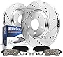 Detroit Axle - 11.10'(282mm) Front Drilled and Slotted Disc Rotors + Ceramic Brake Pads Replacement for Honda Accord 2.4L Civic Element CR-V Acura ILX - 4pc Set
