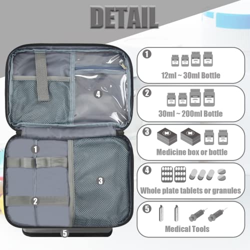 Image of GDNasist Medicine Storage Bag, Medical Bag Pill Bottle Organizer Empty