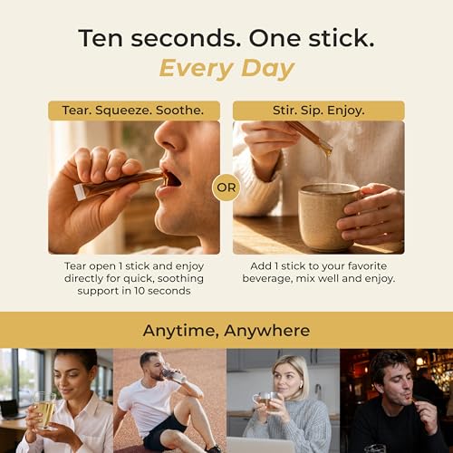 Image of Trusted Rituals Mullein Honey Sticks - 2000mg Mullein per Stick - Lung Detox & Respiratory Health Support - Mullein Leaf Extract Supplement with Raw Honey - Ginger Lemon Flavor - Throat Soothing & Seasonal Comfort - For Smokers and Seasonal Allergy Support - 30 Sticks
