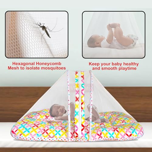 Image of VParents MIte (Flower) Cotton Bedding Set & Mosquito Net