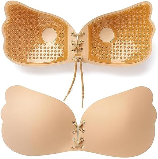 Hometrix Adhesive Bra | Strapless Sticky Invisible Push Up Silicone Bra for Women | Reusable Backless for Deep Neck, Off S...
