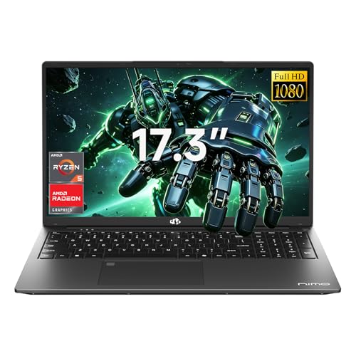 Image of NIMO 17.3 inch Large Screen Gaming Laptop, 2026 Edition AI Ready AMD Ryzen 5 CPU(6-Core, Beat Ryzen 5 7430U), 16GB DDR5 RAM, 256GB PCIe4.0 SSD, Radeon 660M, 100W Type-C, Backlit Keyboard, 2-Yr Warranty