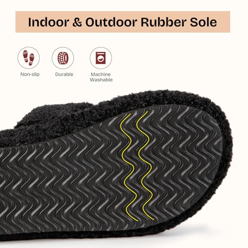 everfoams womens fuzzy open-toe slippers soft comfy memory foam indoor house shoes