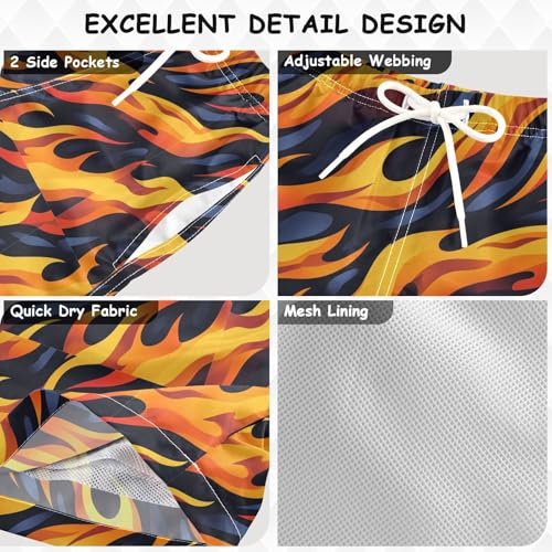 Pigsaly Boys Swim Trunks Flaming Tiger Fire Boys Board Shorts Swimsuit Swimwear Summer Bathing Suit 2T Multicolor3