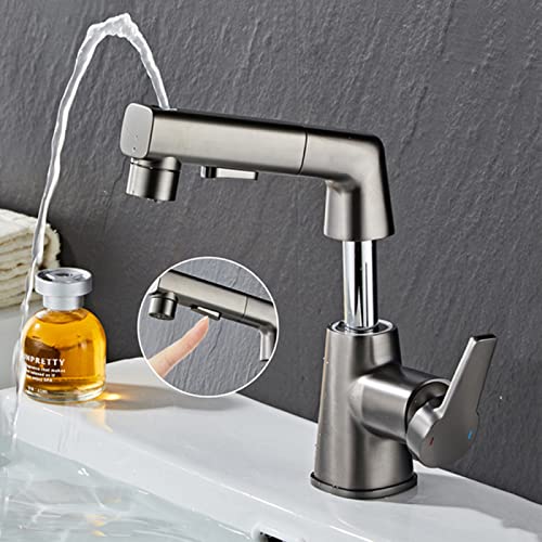 Robinet d'évier de salle de bain anti-éclaboussures à bec rétractable pour eau chaude froide - 3