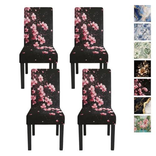 Image of Cherry Blossom Dining Chair Covers Set of 4, Pink Sakura