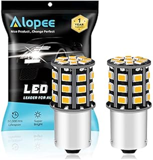Alopee 2 Pack 1056 PY21W LED Bulbs, 12V-24V Amber 2835 33 SMD No-Polarity LED Light Bulb for Tail Blinker LED Bulb Light Indicator Turn Signal Lights