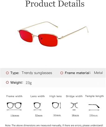 Classic Rectangular Sunglasses Retro Slim Metal Frame Glasses Vintage Rectangle Candy Color Sunglasses