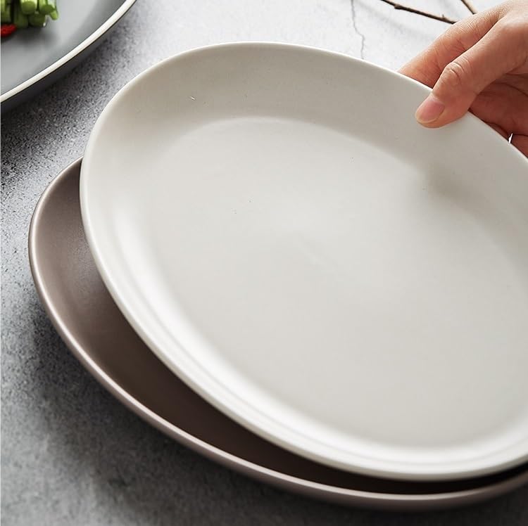 Platos Para Comer Plato de pescado de cerámica ovalado nórdico Plato de pescado al vapor for el hogar Plato de pescado Plato de vajilla especial Plato De Cerámica Para La Cena