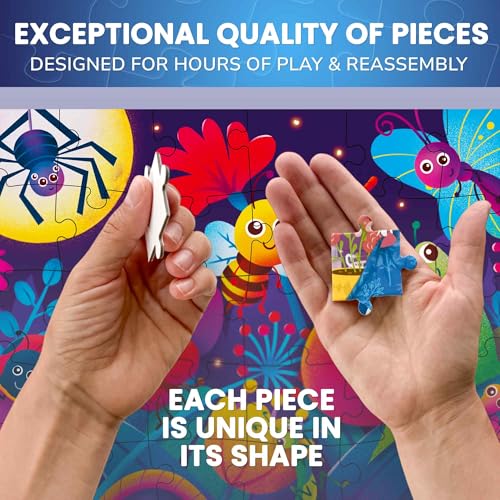 Image of QUOKKA Puzzles for Toddlers 4-6 - 4x30 Pieces Puzzles for Kids Ages 3-4 - Glow-in-The-Dark Dinosaur & Animals Learning Jigsaw Puzzle for Kids 3-5 Years Old