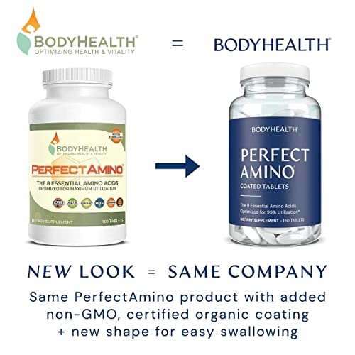 Bodyhealth Perfectamino (150 Ct) Easy To Swallow Tablets, Essential Amino Acids Supplement With Bcaas, Vegan Protein For Pre/Post Workout & Muscle Recovery With Lysine, Tryptophan, Leucine, Methionine #TOP1
