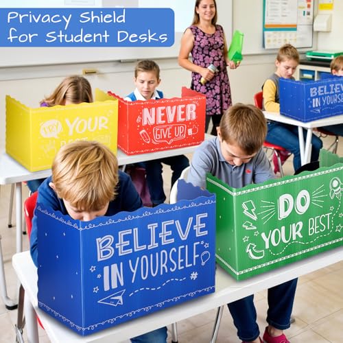 24-Pack Privacy Folders for Students Waterproof Durable Plastic Study Carrel Divider, Easy-to-Clean Classroom Desk Dividers Shield for School Teacher Easter Decorations (Multicolor) — view 6