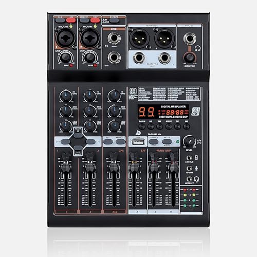 Image of Audio Array AM-Mix4 OTG 4-Channel 3 Out Hybrid USB Summing Audio Mixer (4 Analog + 2 Digital), 192kHz /24-Bit OTG, 99 DSP FX, Logarithmic Faders, Balanced XLR Out, Phantom Power, Hi-Z, 3-Band EQ