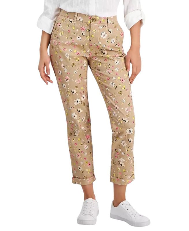 Tommy Hilfiger Women's Floral-Print Ditsy Hampton Chino Rolled-Cuff Pants (Sand Combo, 2)2