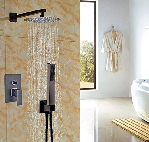 Ensemble de douche bronze huilé Gowe 12-in anti-calcaire avec mitigeur rond ultrafin
