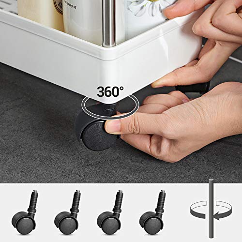 SONGMICS-trolley met 3 niveaus, keukentrolley, smal, nisplank op wielen, ruimtebesparende badkamerplank, keukenplank… - Image 4