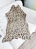 Leopard Print Rug Faux Cowhide Area Carpet Animal Print Mat for Living Room Bedroom Non-Slip 60x90cm