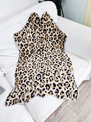 Leopard Print Rug Faux Cowhide Area Carpet Animal Print Mat For Living Room Bedroom Non-Slip 60X90Cm/(1.97Ft X 2.95Ft)/(23.6In X 35.4In) #TOP13