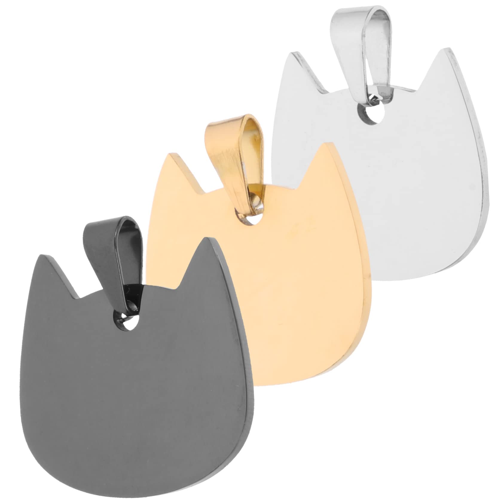 Abaodam 4sets Stainless Steel Pet Id Tags Engraved Dog Cat Shape Tags Lightweight Smooth Surface for Dog Collars and Pet Accessories 3pcs*4