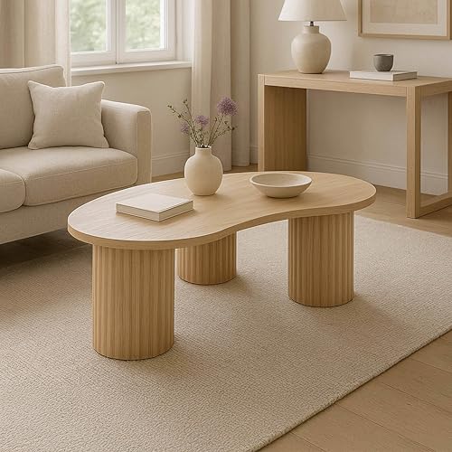 Table Basse MDF Beige 100x60 Design Moderne Oviala