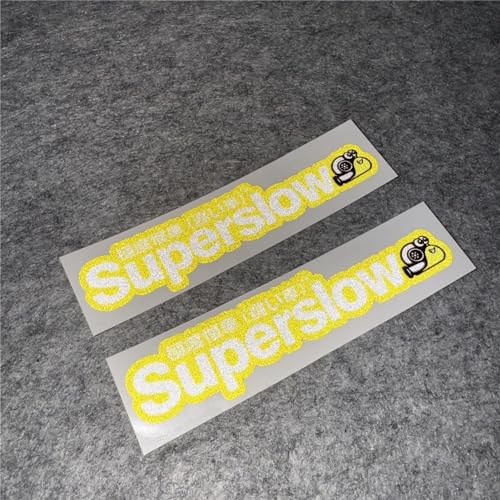 Image of Car Styling Sticker for Japanese Superslow Snail Creative Words Auto Oil Tank Window Body Vinyl Computer Case Motocross Decals (L 13x3cm Yellow 2PCS)