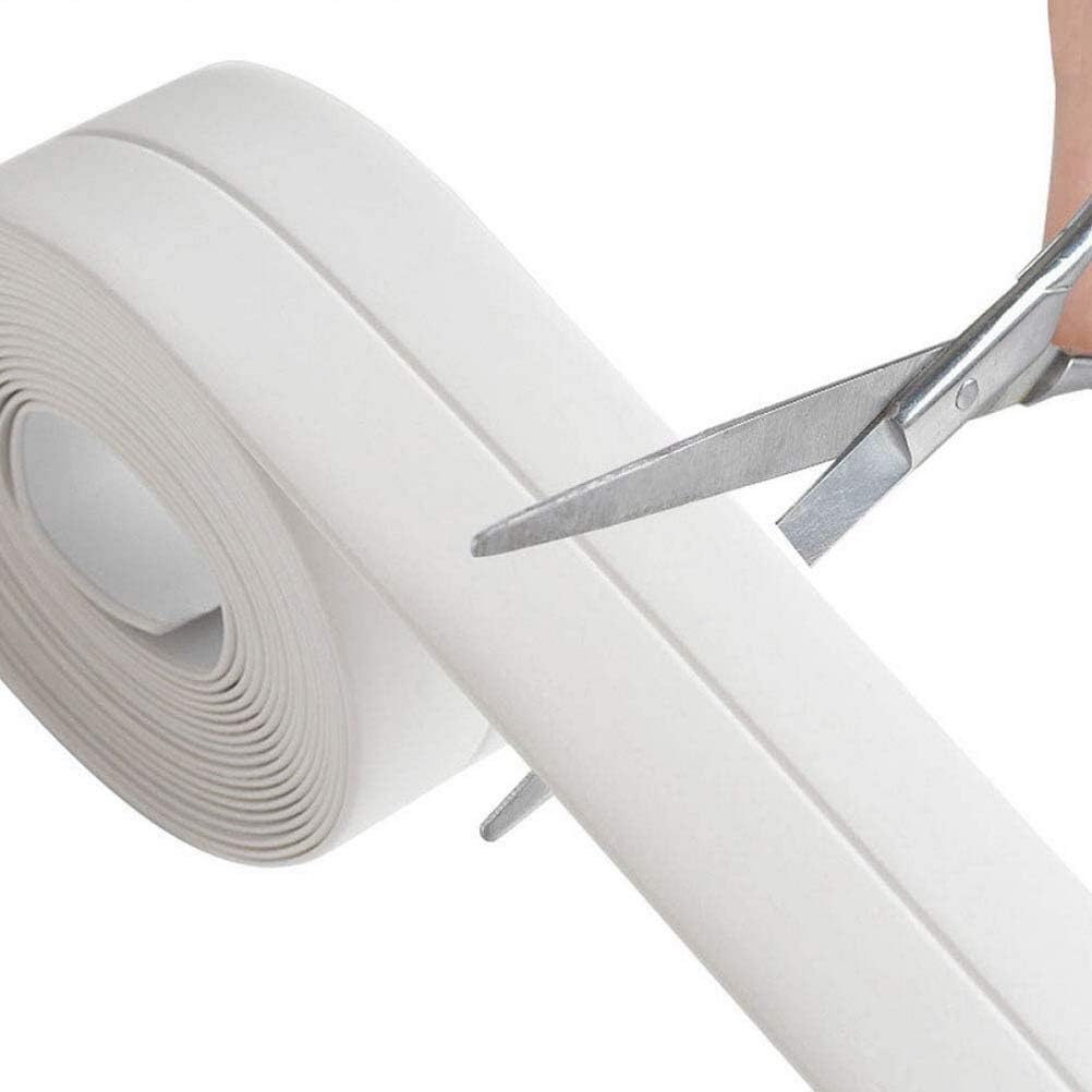 2 Roll Tape Caulk Strip, 1.5 x 1.3 Inches Waterproof Caulking Sealing Tape, Self Adhesive Tub Caulking Sealing Tape with Sealant Tool for Bathroom Toilet Kitchen Sink Wall Protector (White and Grey) - - 