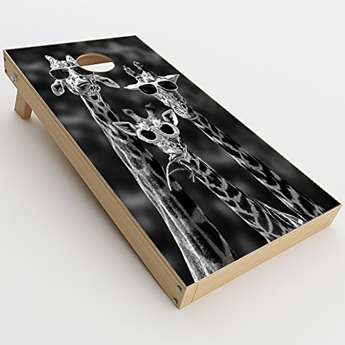 Skin Decal Vinyl Wrap for Cornhole Outdoor Board Game Bag Toss (2 x Pcs. Skins only) / Giraffes Sunglasses