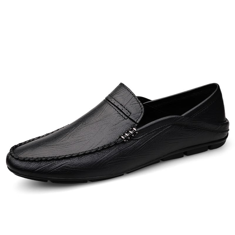 Men's Loafers Shoes Round Toe Leather Loafer Shoes Lightweight Comfortable Anti-Slip Walking Slip On2