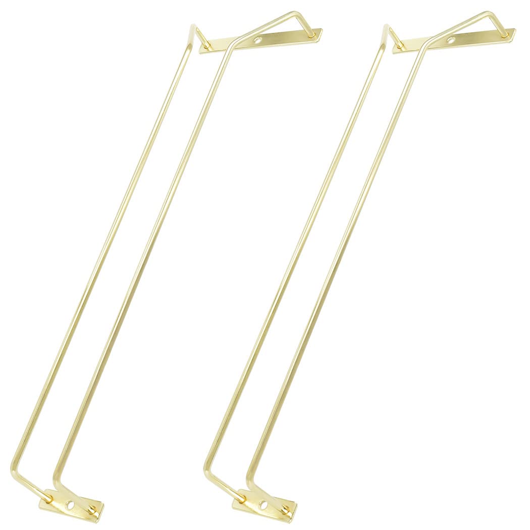 Zoohot 40.5cm Gold Wine Glass Rack, Stemware Holder, Wire Hanging Under Cabinet Metal Glass Holder 2 Pack