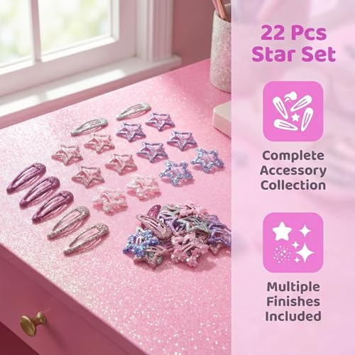 22 piezas de clips para el cabello Star, pinzas metálicas antideslizantes en varios colores para niñas y mujeres miniatura 6