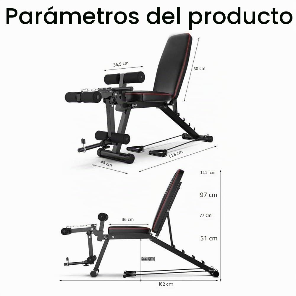 Banco de pesas ajustable de alta resistencia, banco de entrenamiento multiusos, asiento ajustable con extensión de pierna y rizo, 5 posiciones posteriores, capacidad máxima de 400 libras