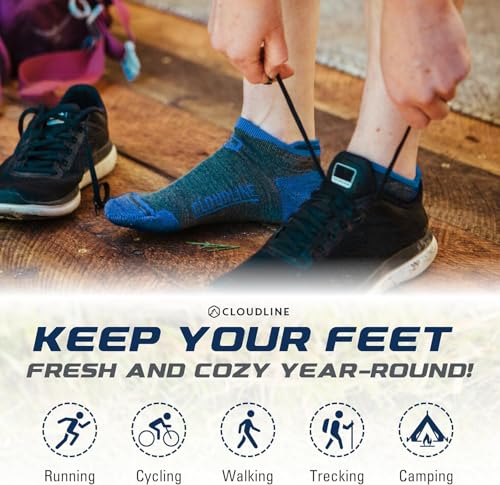 Image of CloudLine Ultralight Merino Wool Running Socks for Men and Women - Thin, Anti-Blister, Moisture Wicking, Made in USA - 3 Pair