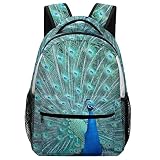 LAerper Maternelle livre sac paon 3D sacs d'école primaire écran ouvert paon sac à dos ergonomique, sac à dos de voyage décontracté pour garçons filles