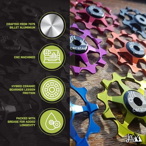 JRC Components Rodas de polia de cerâmica estreitas 12T - verde ácido