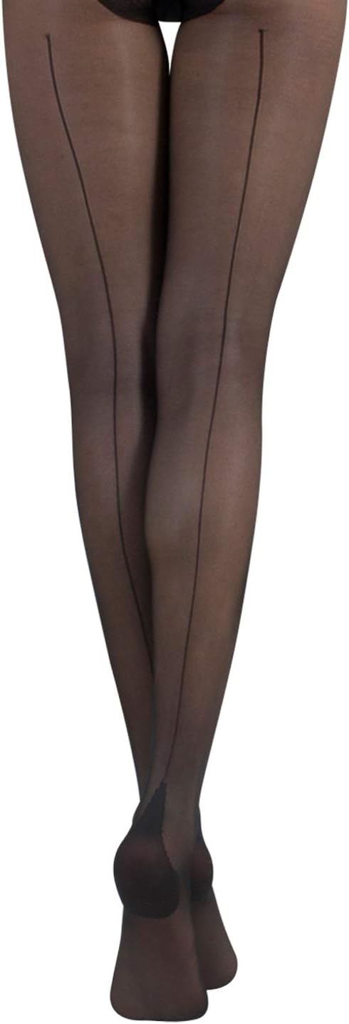 CALZITALY20 Den Vintage Sheer Back Seam Tights, Cuban Heel Tights, Seamed Pantyhose, Italian Hosiery (S/M/L/XL)OEKO-TEX STANDARD 100