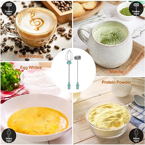 FoodVille MF02 Rechargeable Milk Frother Handheld Foam Maker with Stainless Whisk for Cappuccino, Latte, Bulletproof Coffee, Keto Diet, Protein Powder, Matcha (Turquoise Green) - Image 6