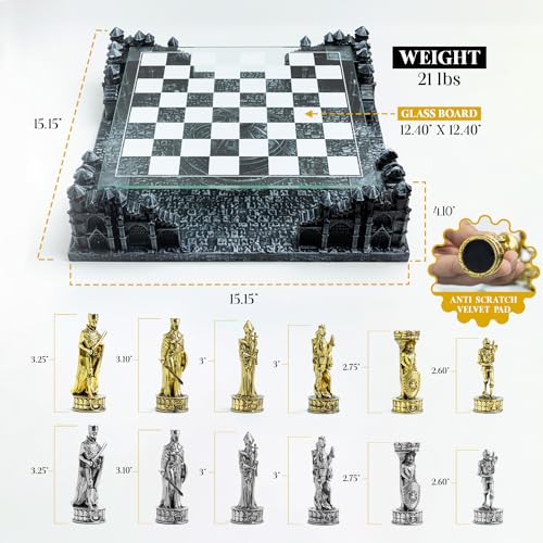 Set de Ajedrez 3D Renaissance Knight con Piezas Metálicas miniatura 4
