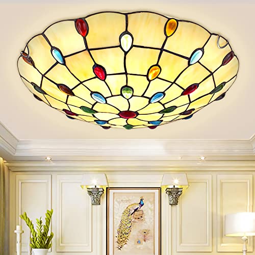 Plafonnier LED Tiffany grand format 24" dimmable douille E27 - 5