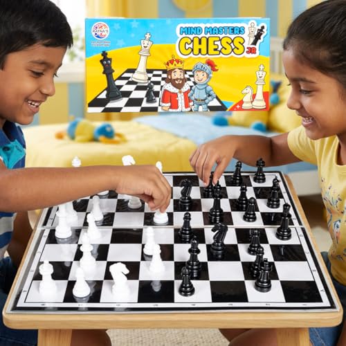 Image of Ratna's Mind Masters Chess Junior, Educational Strategy Board Game for Kids, 29 cm Board with Black and White Pieces