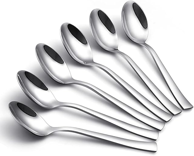 Mini Coffee Spoons, 5.1inch Stainless Steel Dessert Spoons, Dishwasher Safe Mirror Polishing Spoon Set for Coffee, Dessert, Tea, Appetizer, Set of 6