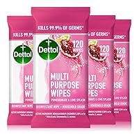 Dettol Multipurpose Cleaning Wipes Pomegranate & Lime Splash (4 x 120 Pack)