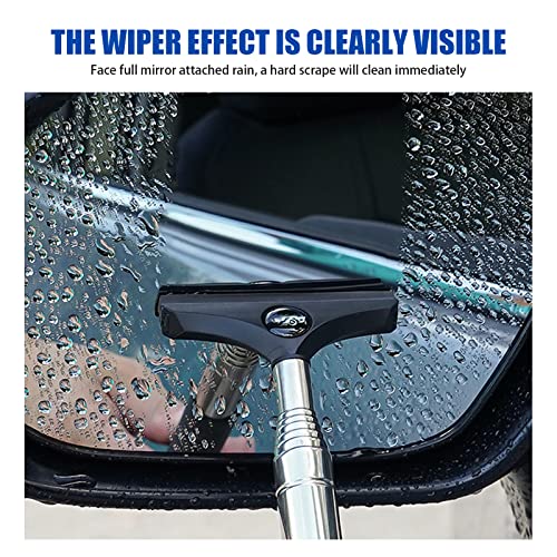 jeseny 1 PC Car Rearview Mirror Wiper Print Car, Telescopic Auto Mirror Squeegee Cleaner 98cm/38.6inch Long Handle Car Cleaning Tool Mirror Glass Mist Cleaner Tool (Black)