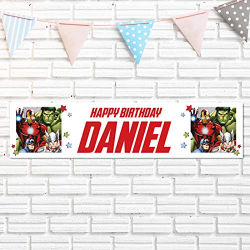 Avengers Personalised Birthday Banner Official Marvel custom Party 900x210mm…