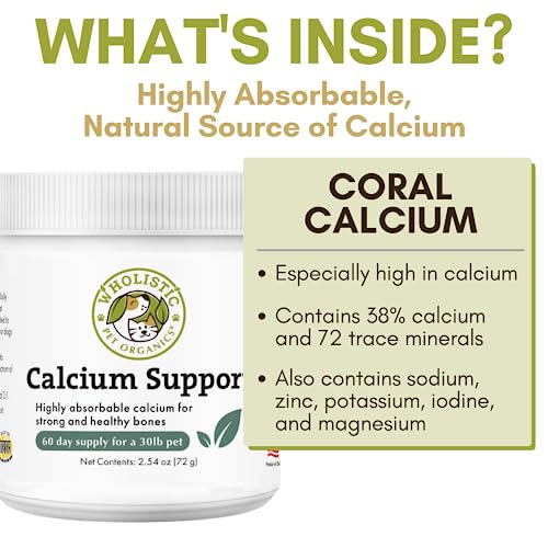Wholistic Pet Organics Pure Powder Calcium for Dogs and Cats - Supports Strong Bones, Teeth & Muscles - Sea Coral Cat and Dog Calcium Supplement with 72 Trace Minerals - Pet Food Topper - 60 Scoops - Thumbnail 3