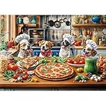 Puzzles 1000 Pieces for Adults Jigsaw Puzzle Challenging Game for the Whole for Women, Gifts for Men, Theme: Dogs' Pizza Meal
