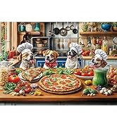 TangMosaic Funny Dog Pizza Jigsaw Puzzle, 1000 Piece Puzzle for Adults, Food Kitchen Jigsaw Puzzl...