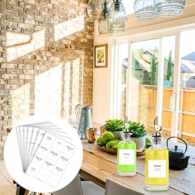 84 Pieces Pantry Labels, Self-Adhesive Labels for Food Containers, Minimalist Waterproof Kitchen Food Labels Preprinted Jar Labels for Storage Bins Coffee Station Syrup Dispenser Labels Blank Labels